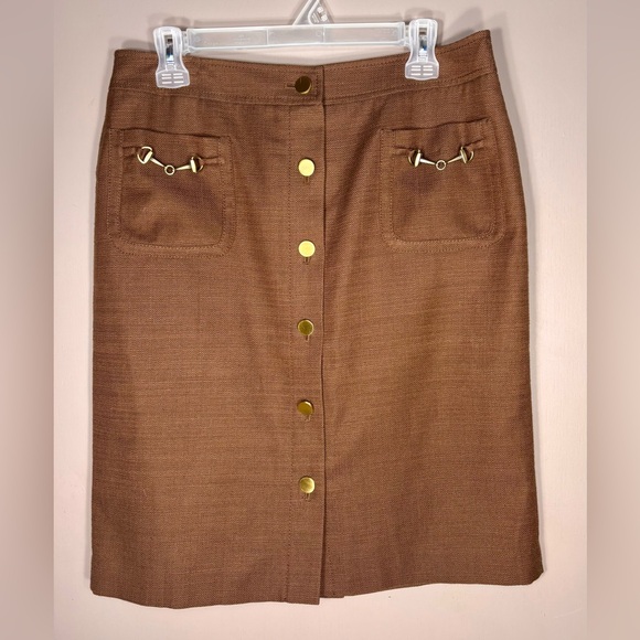 Talbots Dresses & Skirts - TALBOTS Brown Pencil Skirt with Gold Buttons